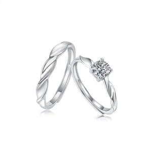 925 Sterling Silver Moissanite Couple Ring