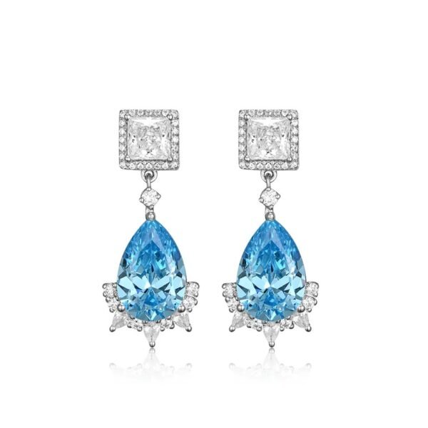 925 Sterling Silver Earrings Sea Blue
