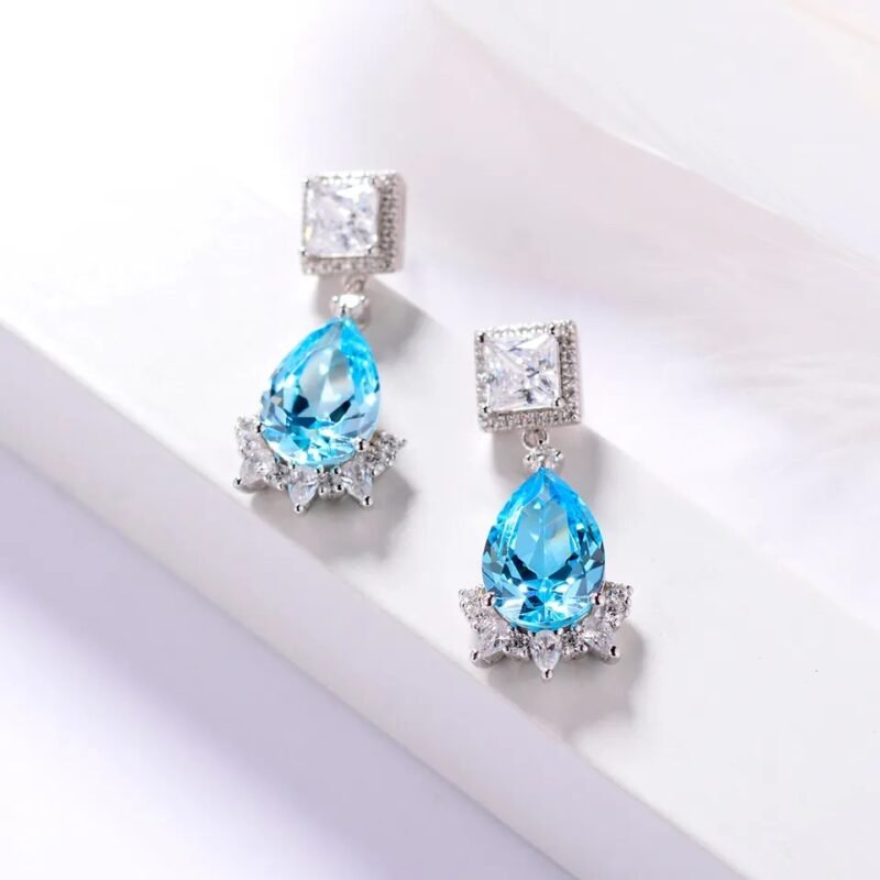 925 Sterling Silver Earrings Sea Blue - Image 2