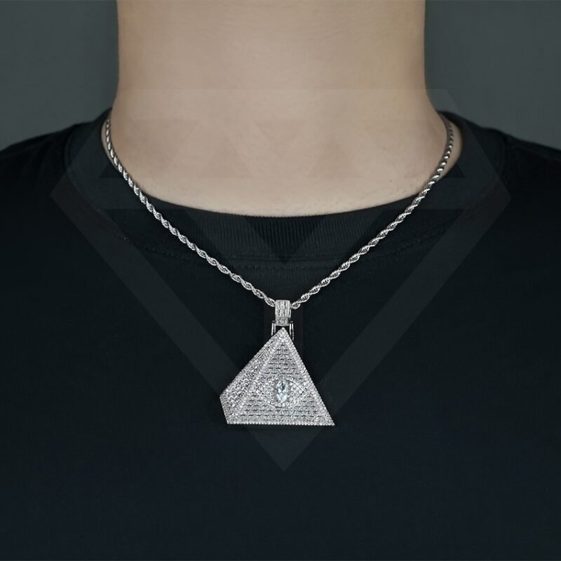 Silver Pendant Necklace Pyramid Pendant - Image 3