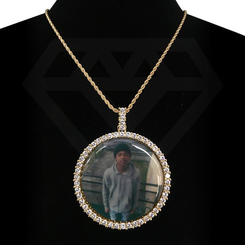 Custom Necklace Picture Necklace Memory Pendant Square Framed Circular Pendant Hip Hop Jewelry Wholesale - Image 3