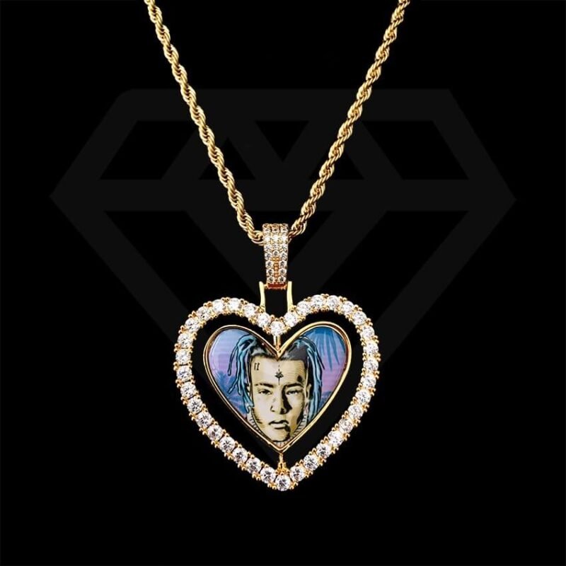 Gold Pendant Picture Photo Engraved Necklace - Image 2