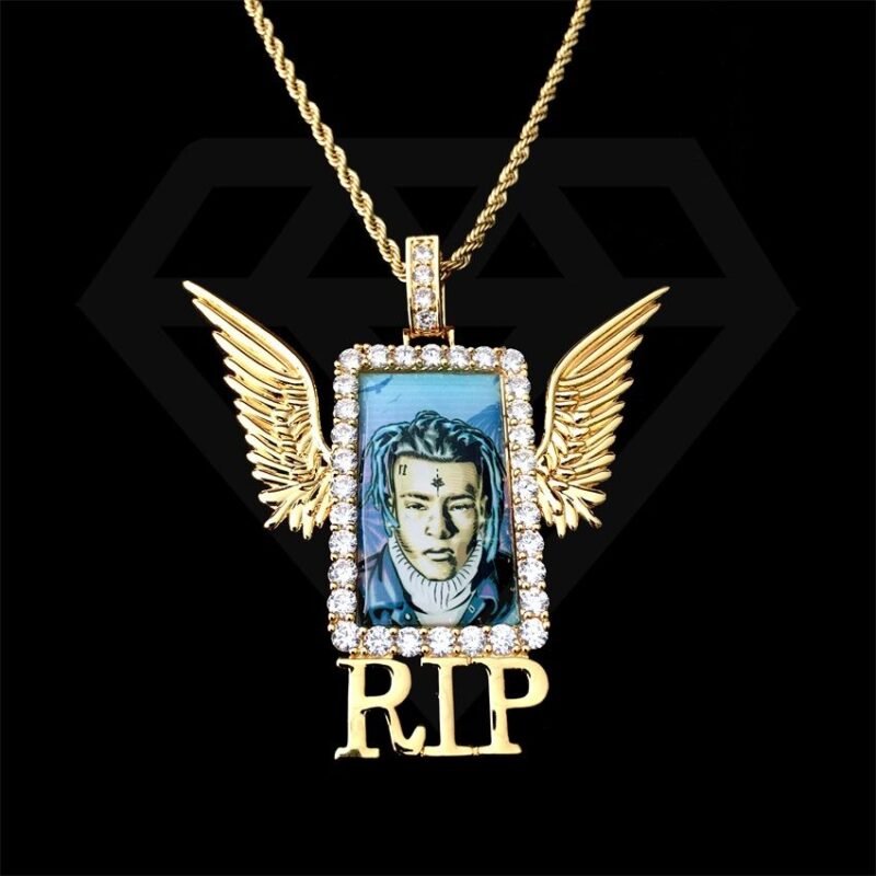 Gold Pendant Photos Wings Necklace - Image 3