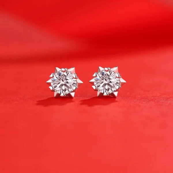 Moissanite Square Rectangle Stud Earrings 925 Sterling Silver with K White Gold Plating MYE9194 - Image 3