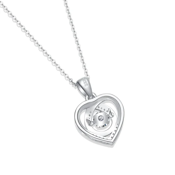 Moissanite Heart Pendant Necklace VVS1 D Color Pure S925 Sterling Silver Fine Jewelry Gift for Women MYP12351-5.0 - Image 3