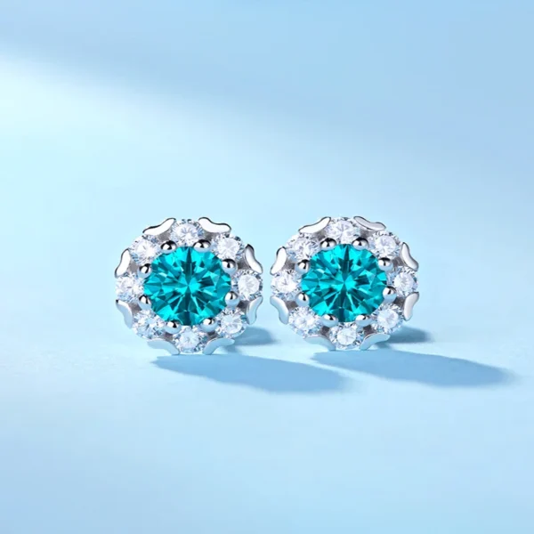 Moissanite Earrings Blue MYZE10733 - Image 3