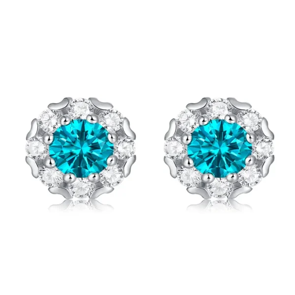 Moissanite Earrings Blue MYZE10733 - Image 4