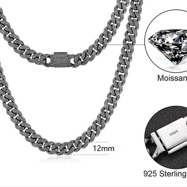 12mm Iced Out Silver Moissanite Cuban Chain MYC9MB12