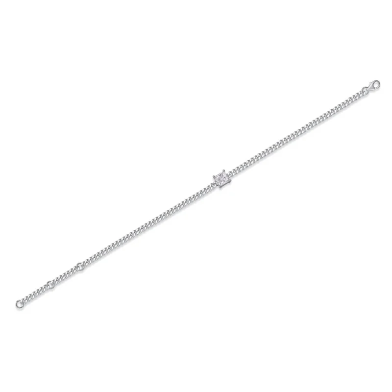 Moissanite Diamond Bracelets Sterling Silver Cuban Moissanite Bracelet White Gold Plated 925 Silver Cuban Chain Sparkling VVS1 Solitaire Precious Stylish Birthday Valentine's Day Christmas MYZB13115 - Image 6