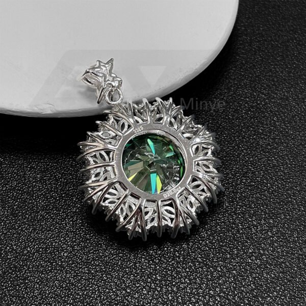 Fine Jewelry Silver 925 3 Carat Brilliant Cut Diamond Blue Green Moissanite Wedding Pendant Necklace MYBP23626 - Image 6