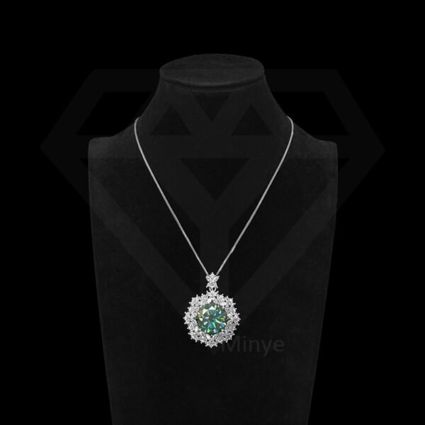 Fine Jewelry Silver 925 3 Carat Brilliant Cut Diamond Blue Green Moissanite Wedding Pendant Necklace MYBP23626