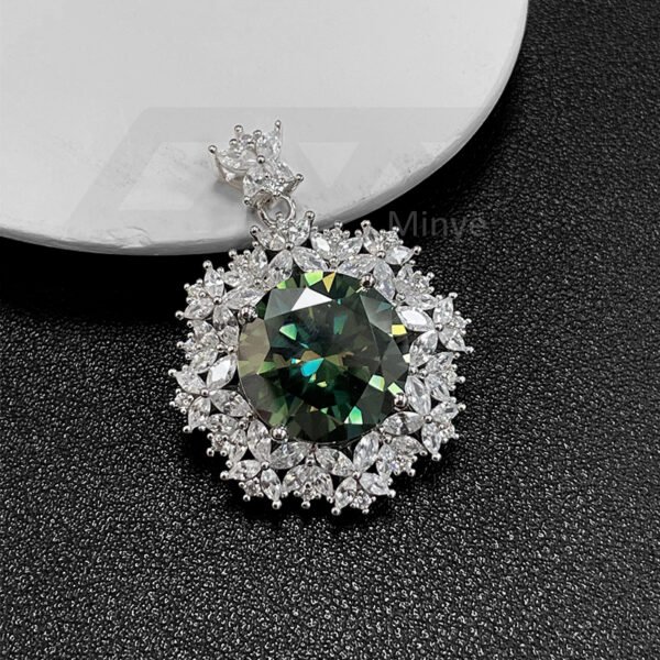 Fine Jewelry Silver 925 3 Carat Brilliant Cut Diamond Blue Green Moissanite Wedding Pendant Necklace MYBP23626 - Image 5