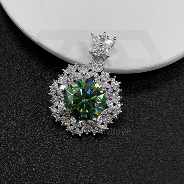 Fine Jewelry Silver 925 3 Carat Brilliant Cut Diamond Blue Green Moissanite Wedding Pendant Necklace MYBP23626 - Image 4