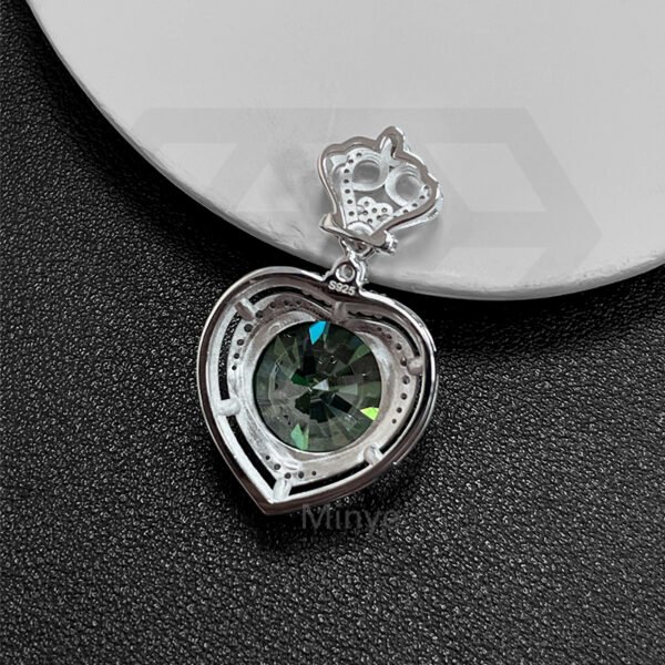 Fine Jewelry Sterling Silver Blue-Green Moissanite Heart Pendant Necklace Pendant MYBP23628 - Image 3