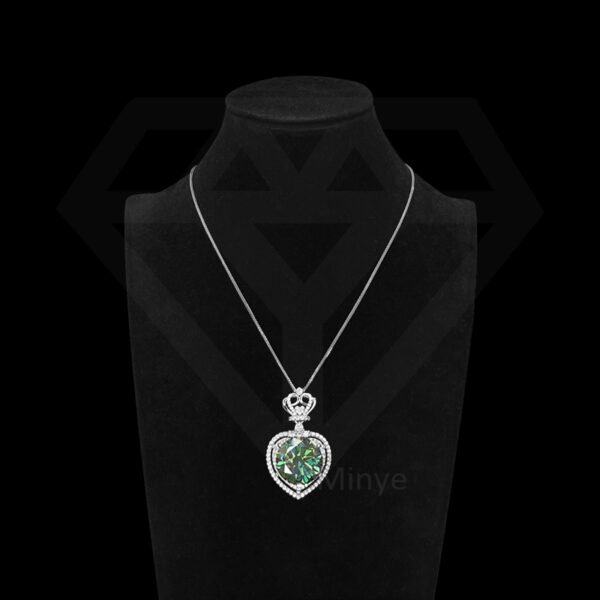 Fine Jewelry Sterling Silver Blue-Green Moissanite Heart Pendant Necklace Pendant MYBP23628