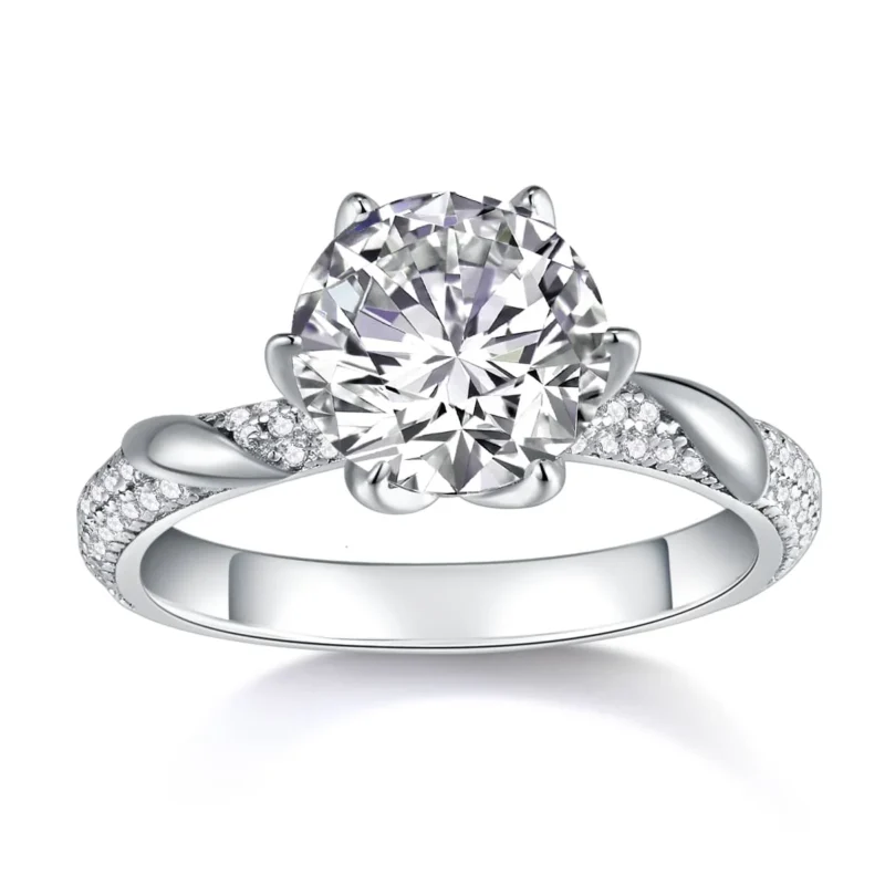 Fine Luxury Jewelry 2 Carat Moissanite Engagement Ring Moissanite Ring for Women 925 Sterling Silver D Color VVS1 Clarity 925 Sterling Silver MYR12992-9.0