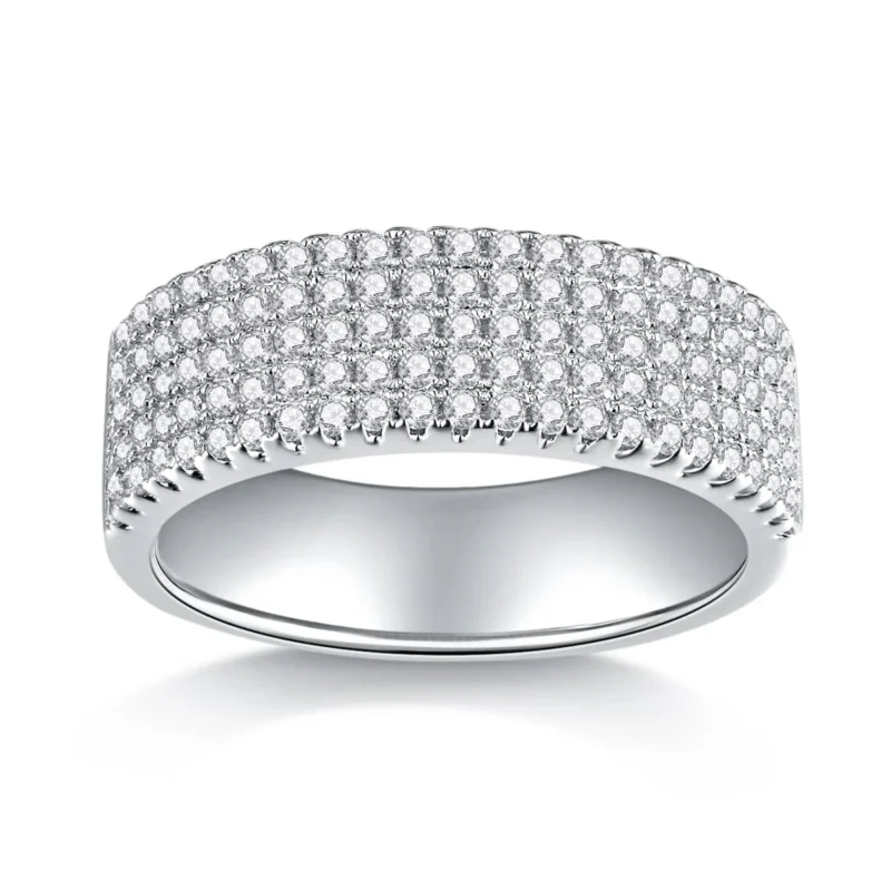 Five Row VVS D Dazzling Brilliant Cut Cubic Zirconia Broad Wedding Band Ring in 925 Sterling Silver Moissanite Tennis Eternity Ring MYR13698 - Image 4