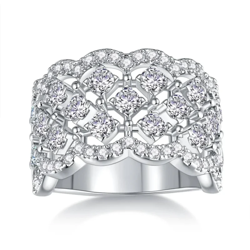 Luxury Women's S925 silver Moissanite wide Rim Ring jewelry Holiday gift Women Ring MYR13686 - Image 5