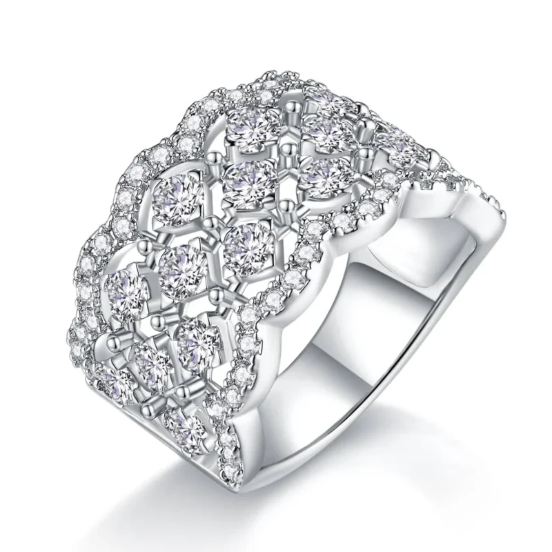 Luxury Women's S925 silver Moissanite wide Rim Ring jewelry Holiday gift Women Ring MYR13686