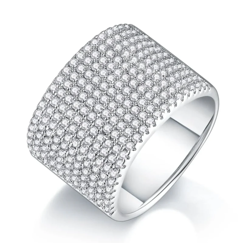 Wedding Unique Womens Ring White Gold Round Cut Eternity Diamond  Lab Created Bands Ring MYR13692