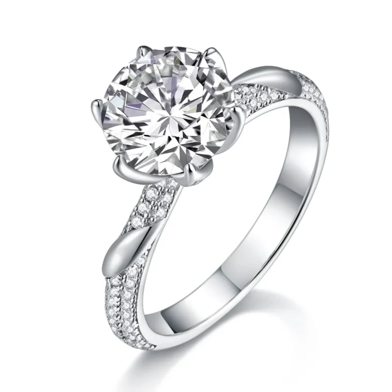 Fine Luxury Jewelry 2 Carat Moissanite Engagement Ring Moissanite Ring for Women 925 Sterling Silver D Color VVS1 Clarity 925 Sterling Silver MYR12992-9.0 - Image 3