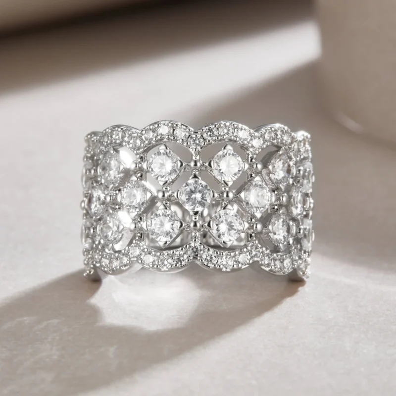 Luxury Women's S925 silver Moissanite wide Rim Ring jewelry Holiday gift Women Ring MYR13686 - Image 3