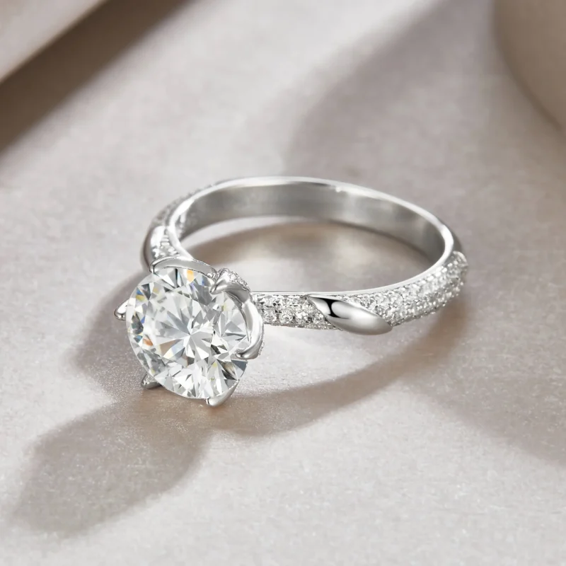 Fine Luxury Jewelry 2 Carat Moissanite Engagement Ring Moissanite Ring for Women 925 Sterling Silver D Color VVS1 Clarity 925 Sterling Silver MYR12992-9.0 - Image 2