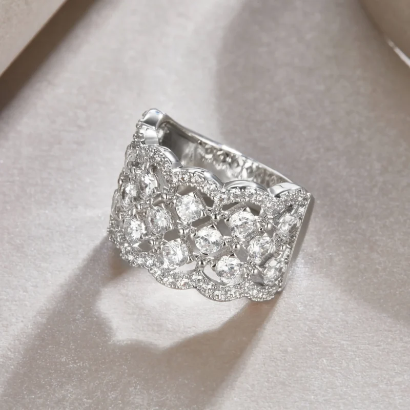 Luxury Women's S925 silver Moissanite wide Rim Ring jewelry Holiday gift Women Ring MYR13686 - Image 2