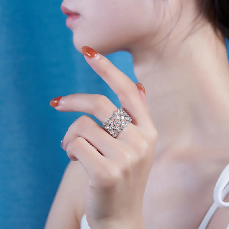 Luxury Women's S925 silver Moissanite wide Rim Ring jewelry Holiday gift Women Ring MYR13686 - Image 8