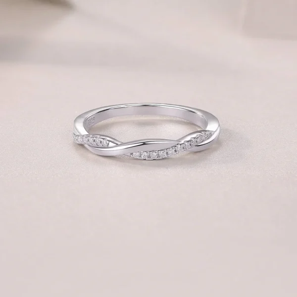 Arrive High White Gold over Sterling Silver Round White Natural Diamond Wedding Band Ring Quality Rings MYR13470 - Image 8