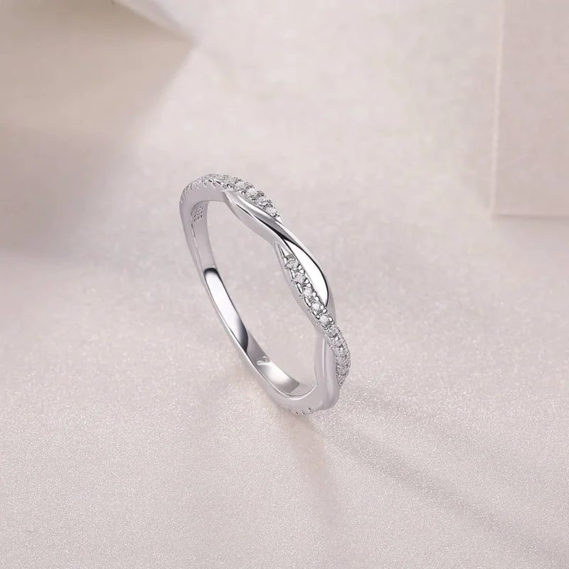 Arrive High White Gold over Sterling Silver Round White Natural Diamond Wedding Band Ring Quality Rings MYR13470 - Image 7