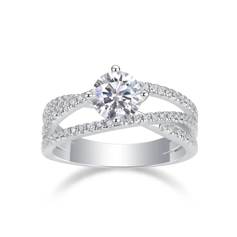 Fine Jewelry Ring 925 1 Carat Natural Diamond Engagement Ring D-color VVS1 Clarity Excellent Cut Interwoven Sterling Silver MYR13235-6.5 - Image 3