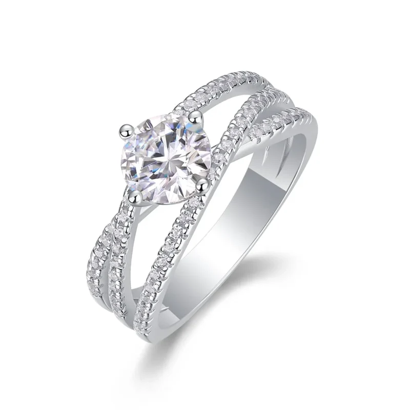 Fine Jewelry Ring 925 1 Carat Natural Diamond Engagement Ring D-color VVS1 Clarity Excellent Cut Interwoven Sterling Silver MYR13235-6.5