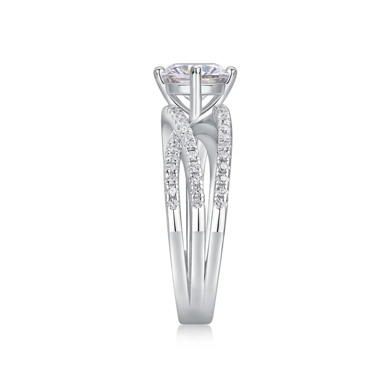 Fine Jewelry Ring 925 1 Carat Natural Diamond Engagement Ring D-color VVS1 Clarity Excellent Cut Interwoven Sterling Silver MYR13235-6.5 - Image 6