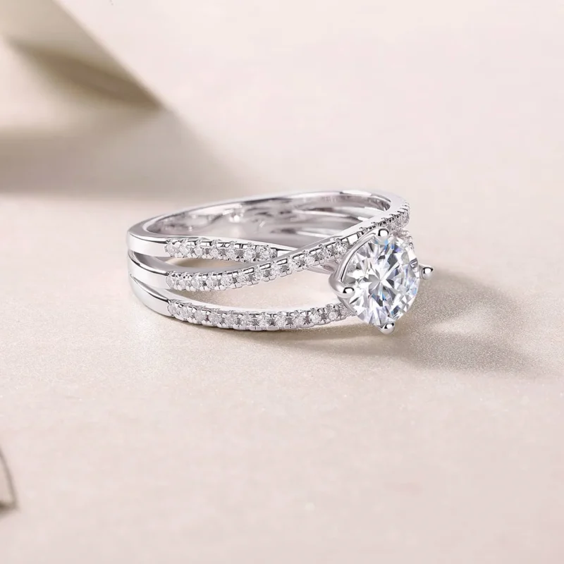 Fine Jewelry Ring 925 1 Carat Natural Diamond Engagement Ring D-color VVS1 Clarity Excellent Cut Interwoven Sterling Silver MYR13235-6.5 - Image 5
