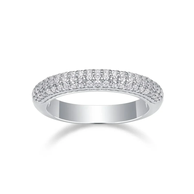 Jewelry 925 Solid 14k White Gold 4mm Round Cut Puffed Micro Pave Set Anniversary Ring Wedding Band Sterling Silver Ring MYR13248 - Image 4