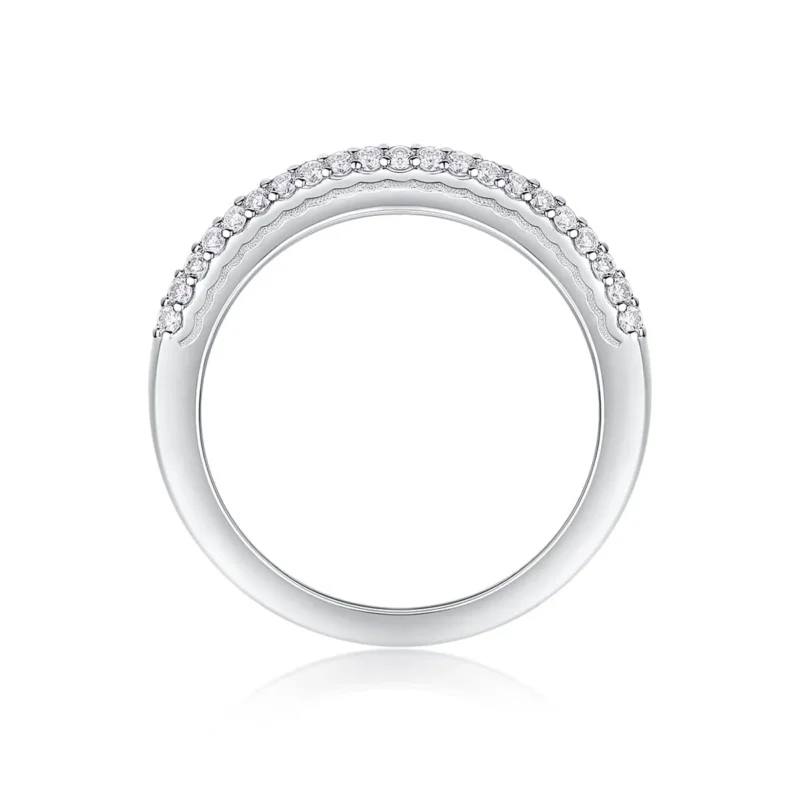 Jewelry 925 Solid 14k White Gold 4mm Round Cut Puffed Micro Pave Set Anniversary Ring Wedding Band Sterling Silver Ring MYR13248 - Image 8