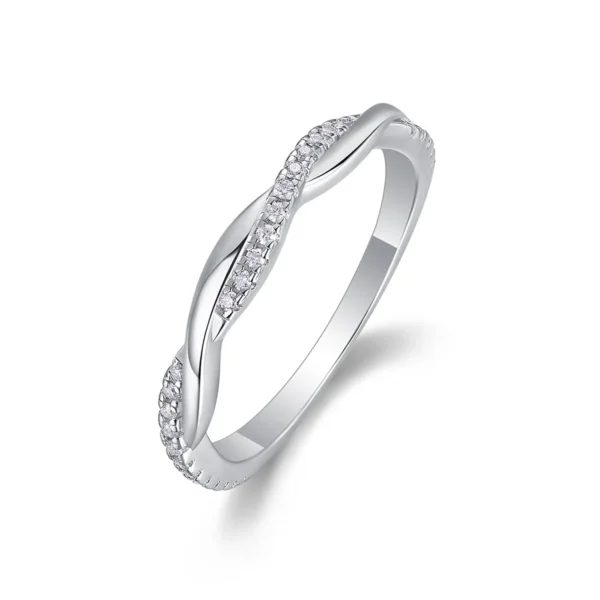 Arrive High White Gold over Sterling Silver Round White Natural Diamond Wedding Band Ring Quality Rings MYR13470