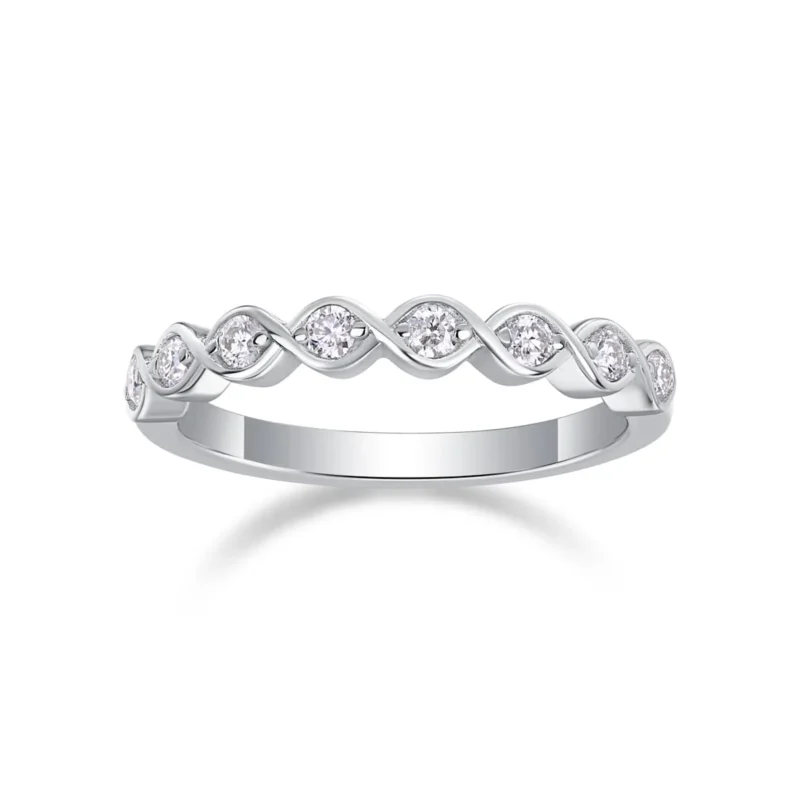 Wholesale Moissanite Solid Sterling Silver Rope Twist CZ Anniversary Wedding Bridal Band Eternity 925 Sterling Silver Ring MYR13581 - Image 6