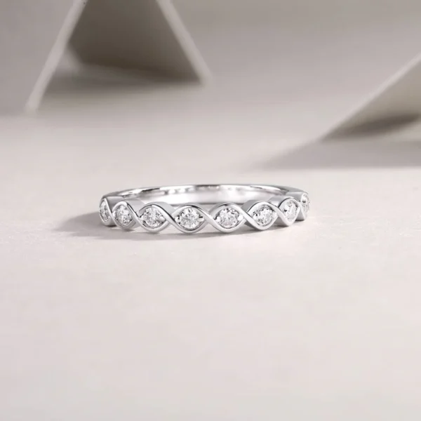 Wholesale Moissanite Solid Sterling Silver Rope Twist CZ Anniversary Wedding Bridal Band Eternity 925 Sterling Silver Ring MYR13581 - Image 5