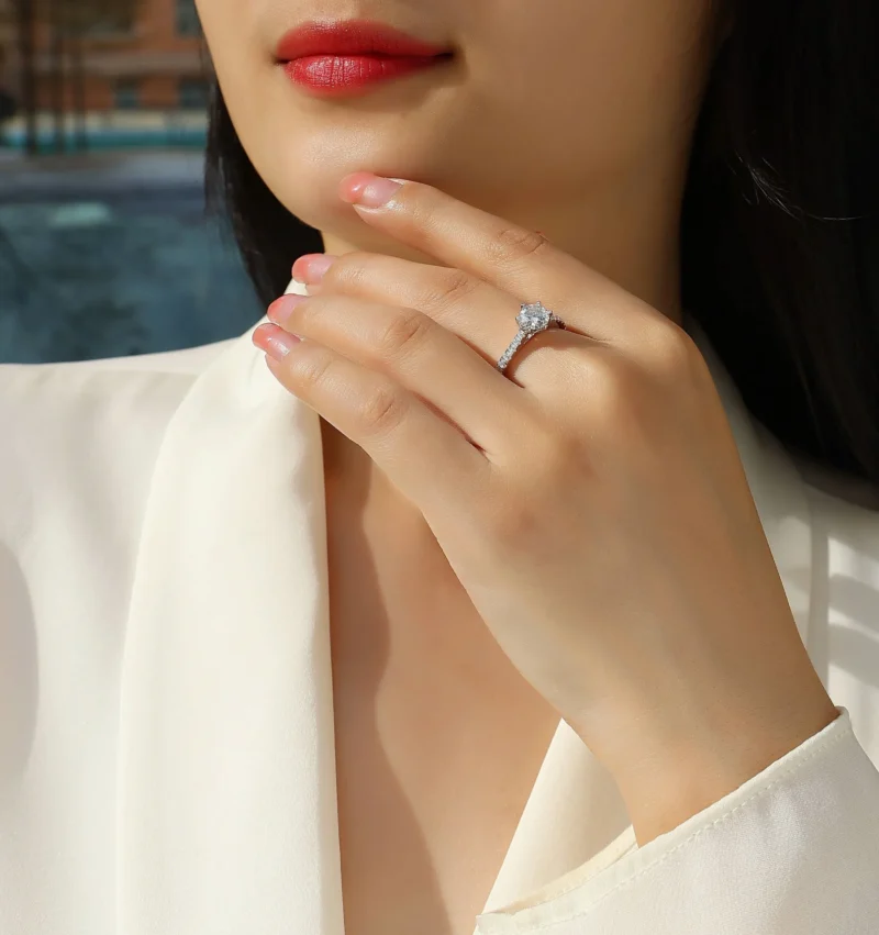 1-5 Carat (ctw) White Gold Round Cut LAB GROWN Diamond Side Stone Engagement Rings 925 Sterling Silver MYR13177-6.5 - Image 8