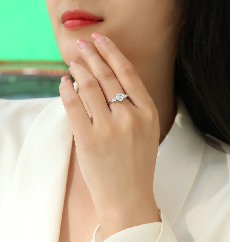 3 Ct Heart Cut Diamond Classic Solitaire Wedding 3-Stone Engagement Ring Plated 925 Sterling Silver Handmade Women Jewelry Promise Customized Ring Sterling Silver Ring MYR13209 - Image 7