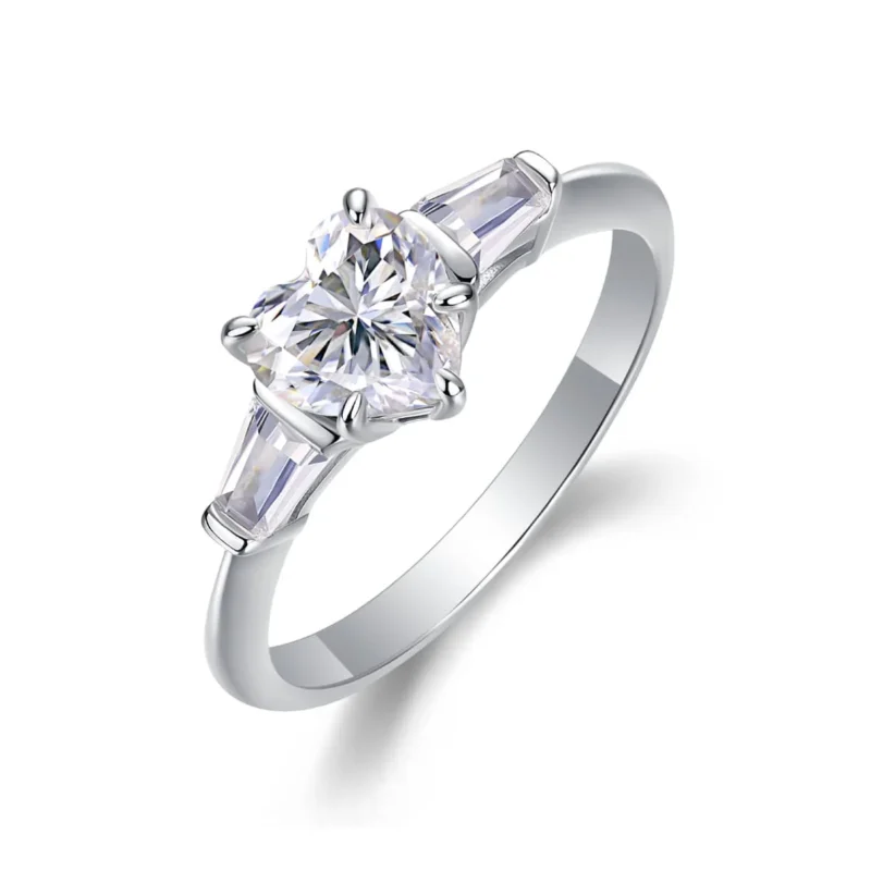 3 Ct Heart Cut Diamond Classic Solitaire Wedding 3-Stone Engagement Ring Plated 925 Sterling Silver Handmade Women Jewelry Promise Customized Ring Sterling Silver Ring MYR13209 - Image 2