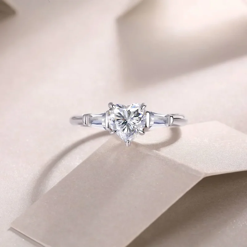 3 Ct Heart Cut Diamond Classic Solitaire Wedding 3-Stone Engagement Ring Plated 925 Sterling Silver Handmade Women Jewelry Promise Customized Ring Sterling Silver Ring MYR13209 - Image 4