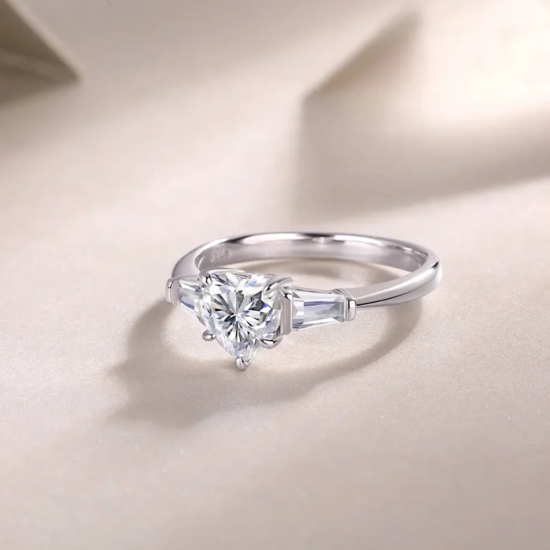 3 Ct Heart Cut Diamond Classic Solitaire Wedding 3-Stone Engagement Ring Plated 925 Sterling Silver Handmade Women Jewelry Promise Customized Ring Sterling Silver Ring MYR13209 - Image 3