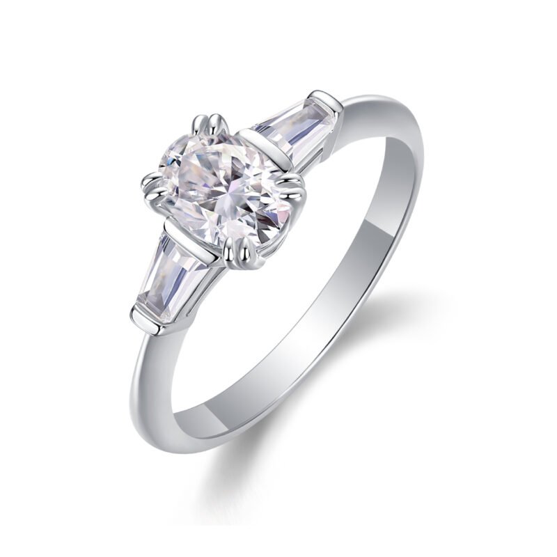 Fine Sterling Center Oval Cut With Baguette And Princess Cut Sparkling Engagement Ring Over Sterling Silver Jewelry For Women Ring MYR13207 - Image 7