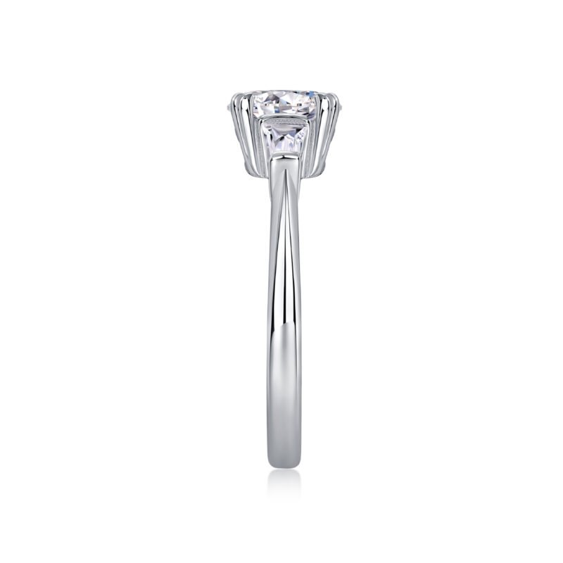Fine Sterling Center Oval Cut With Baguette And Princess Cut Sparkling Engagement Ring Over Sterling Silver Jewelry For Women Ring MYR13207 - Image 5