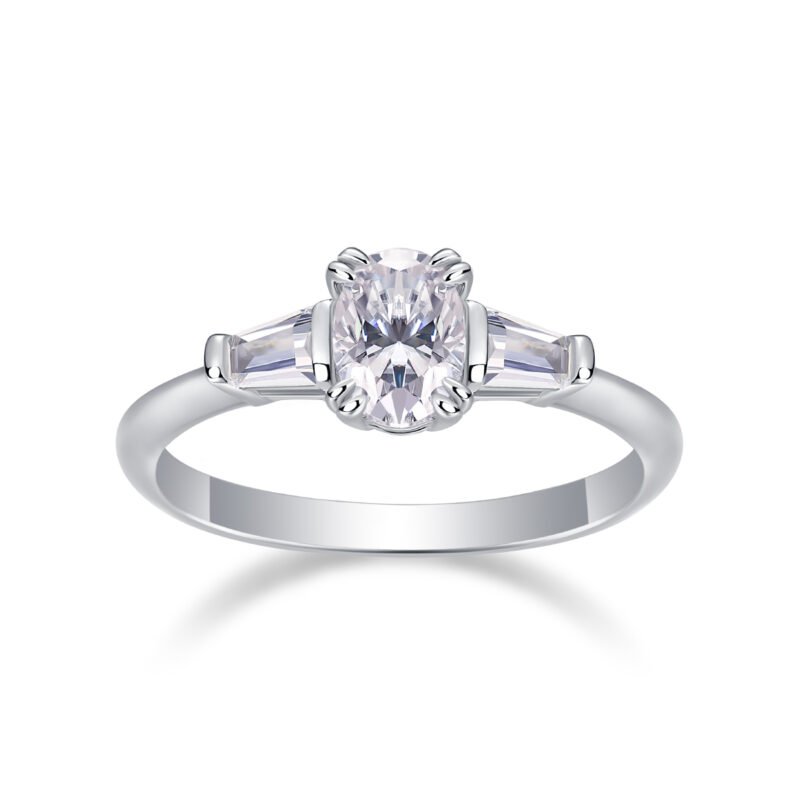 Fine Sterling Center Oval Cut With Baguette And Princess Cut Sparkling Engagement Ring Over Sterling Silver Jewelry For Women Ring MYR13207