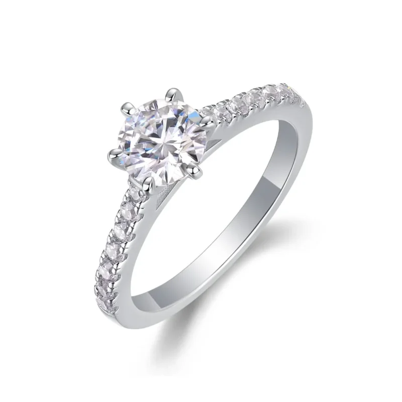 1-5 Carat (ctw) White Gold Round Cut LAB GROWN Diamond Side Stone Engagement Rings 925 Sterling Silver MYR13177-6.5 - Image 2