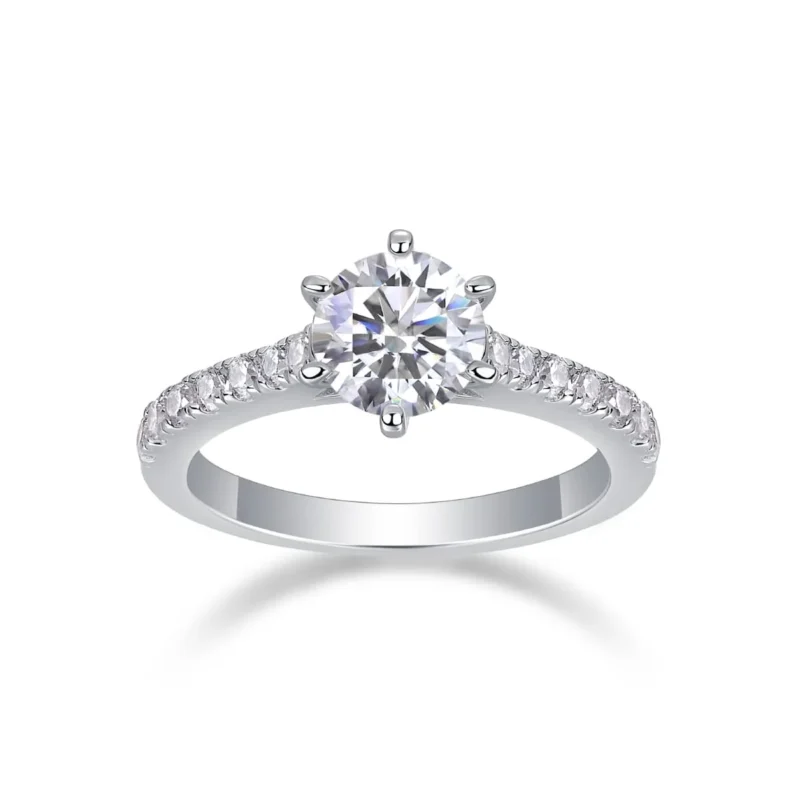 1-5 Carat (ctw) White Gold Round Cut LAB GROWN Diamond Side Stone Engagement Rings 925 Sterling Silver MYR13177-6.5